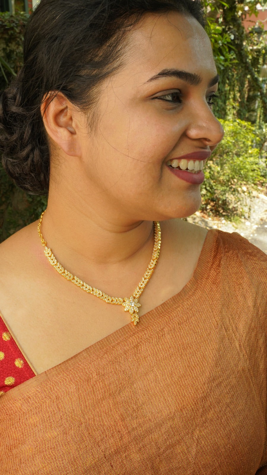 Plated White stone short necklace