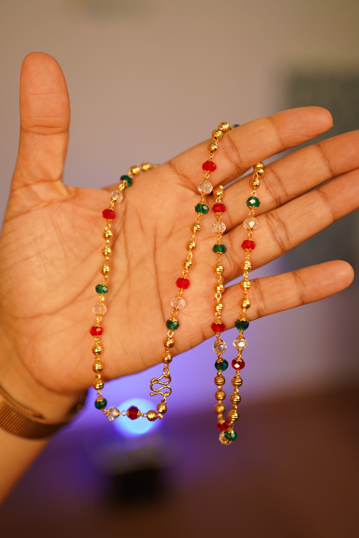 Multi color beaded 8 pidi chain
