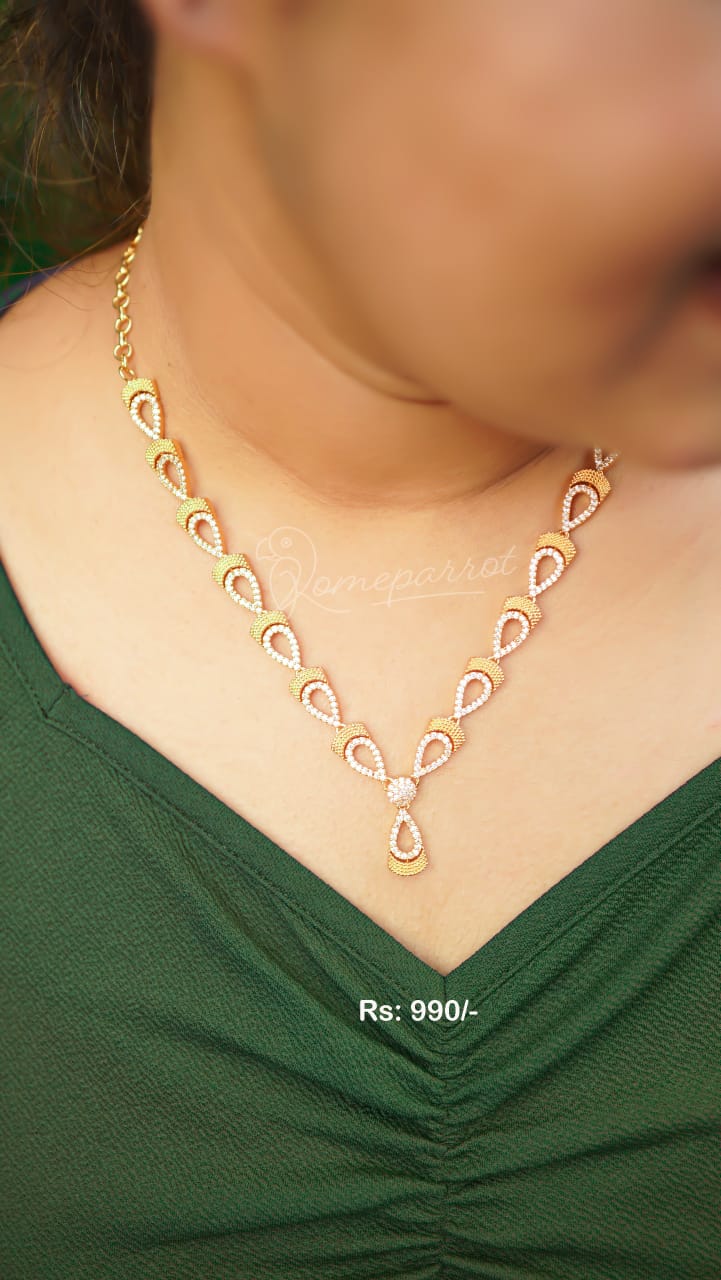 White & Gold Plated Necklace