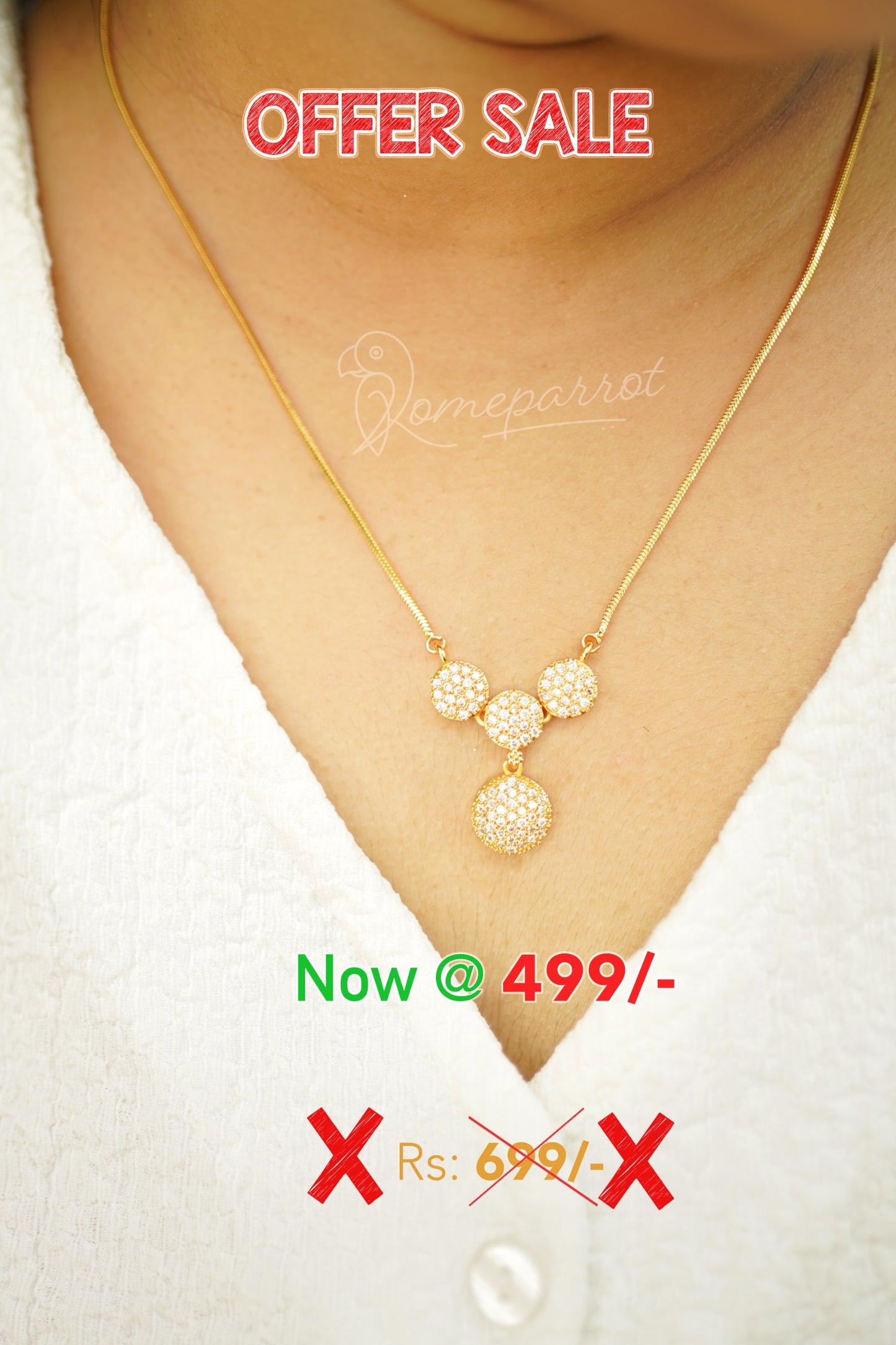 Short white four bud necklace