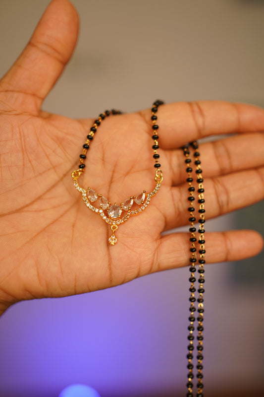 Karimani mala single layer 8 pidi plated locket