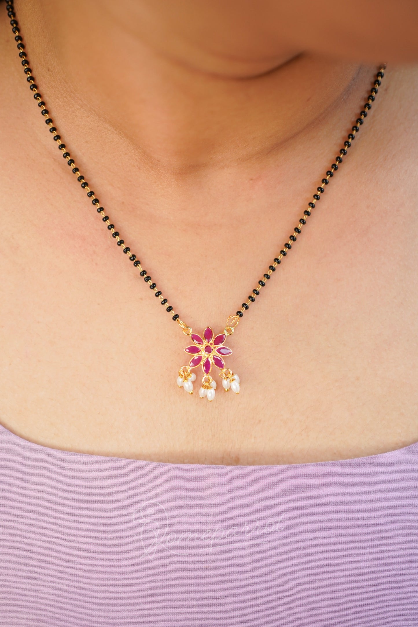 Short Mangalsutra with Floral locket