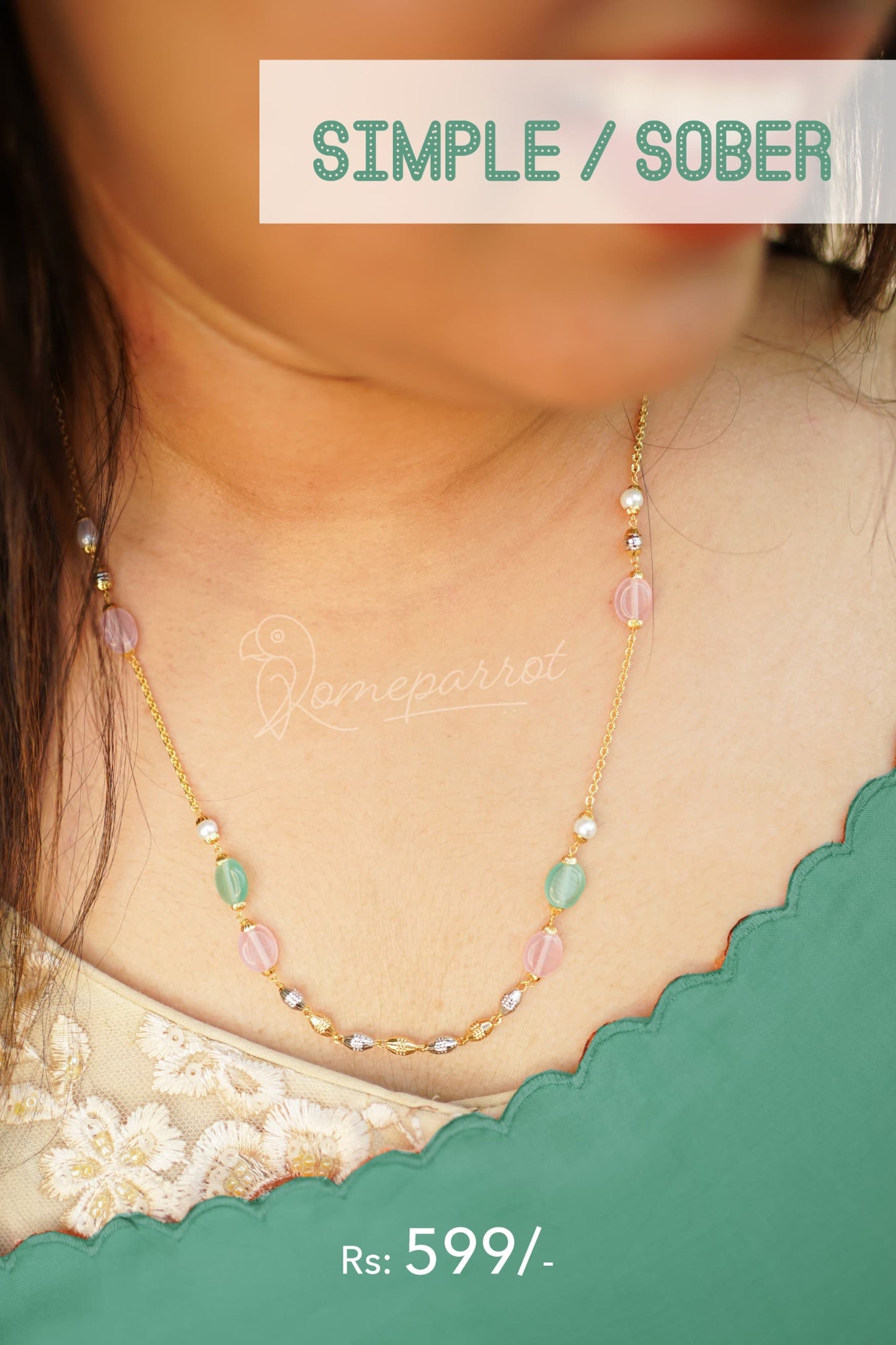 Multi-colour long Beaded simple chain