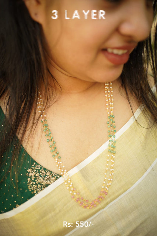 3 layer multi color beaded 8 pidi mala