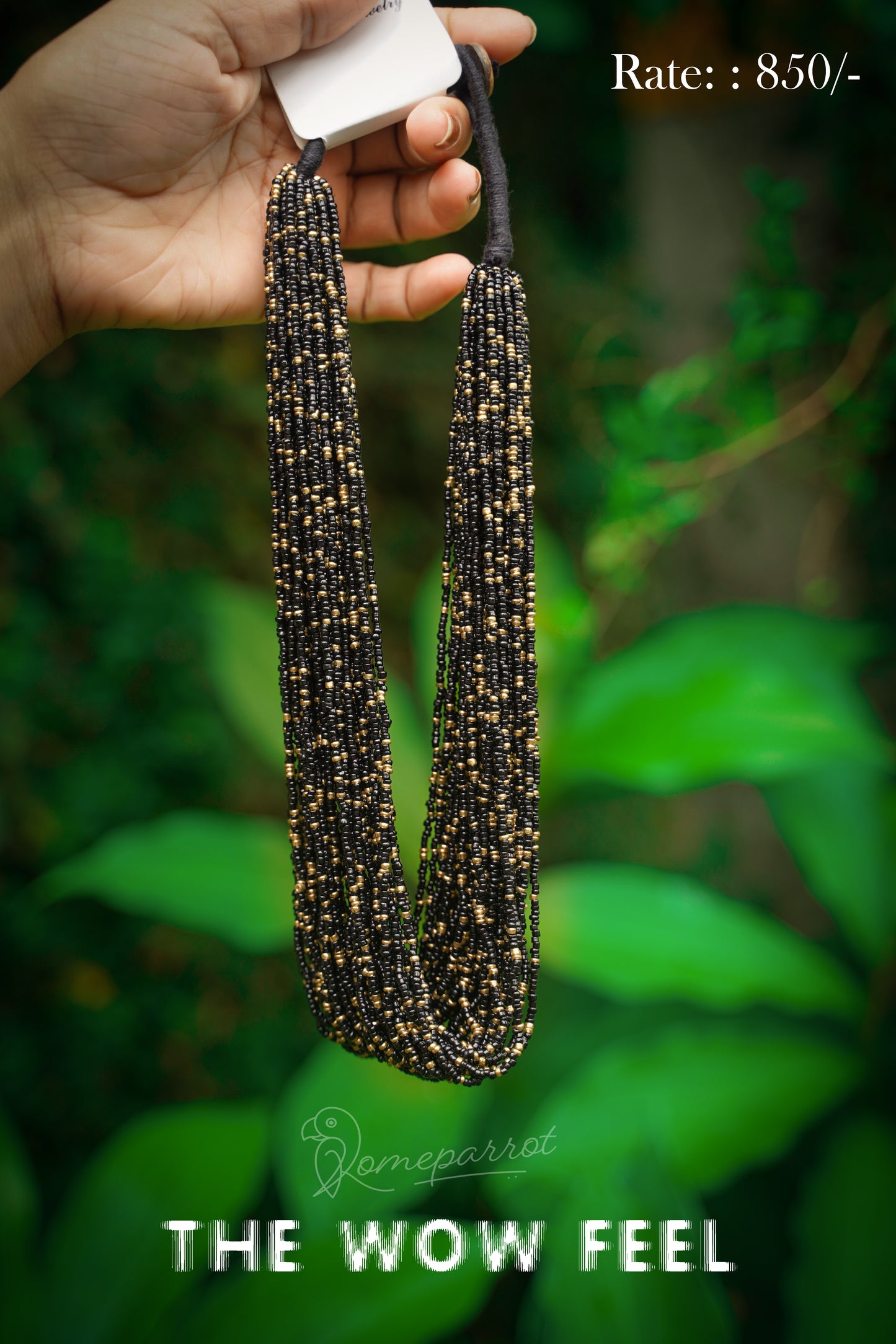 Black & Gold Layered Beads Necklace for Women