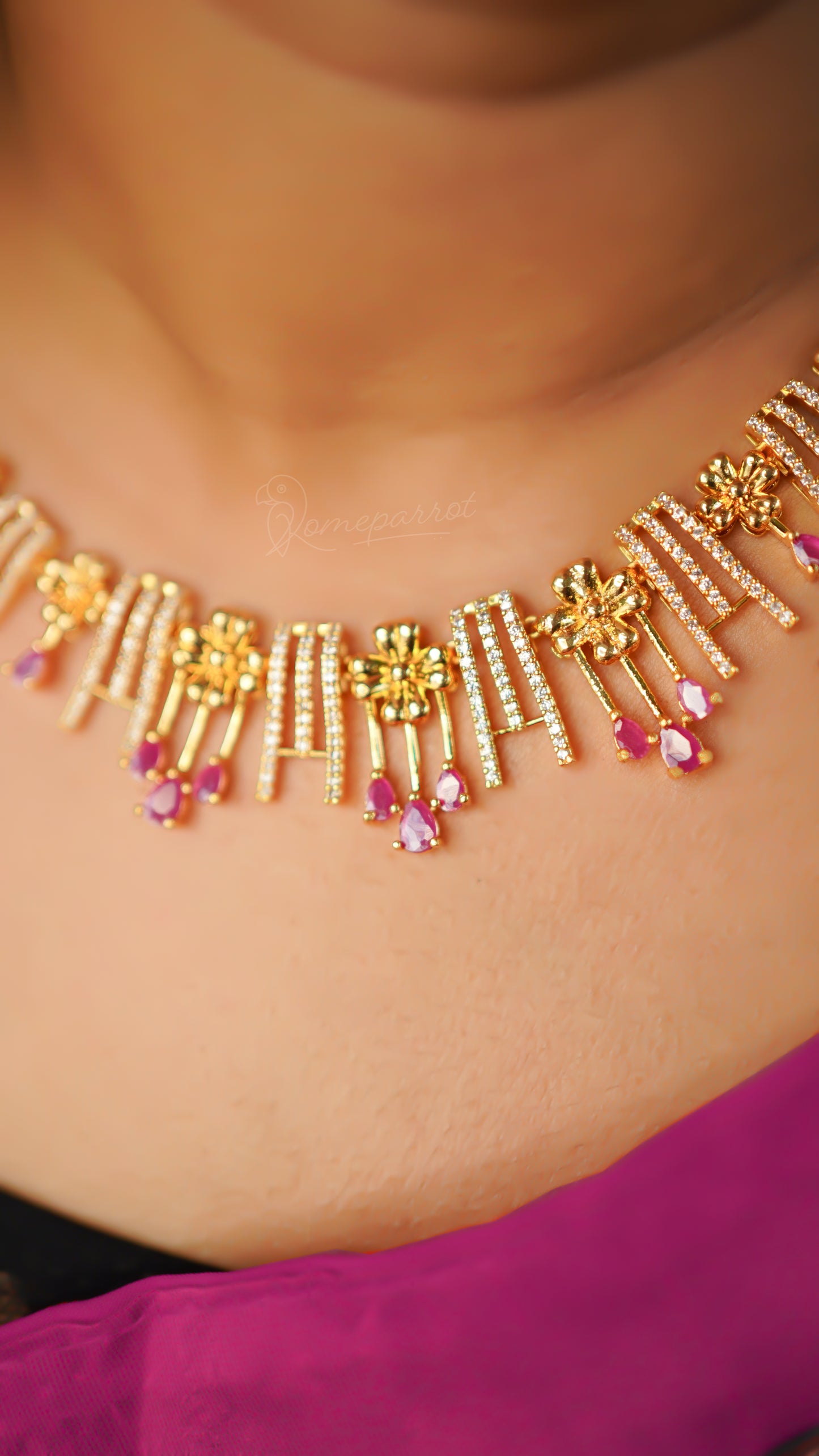 Plated Full White Stone Necklace