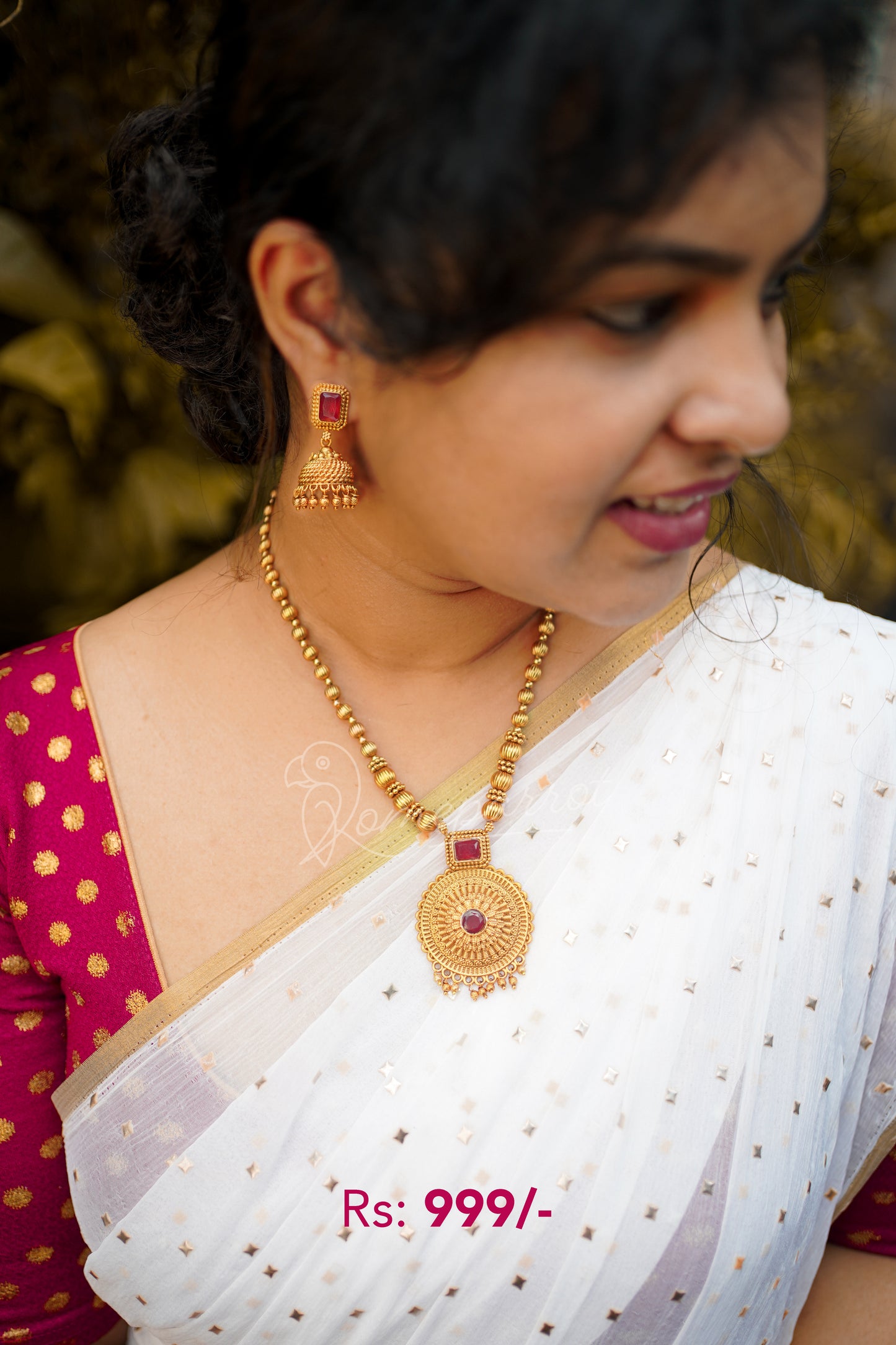 Antique necklace set with jhumka earring