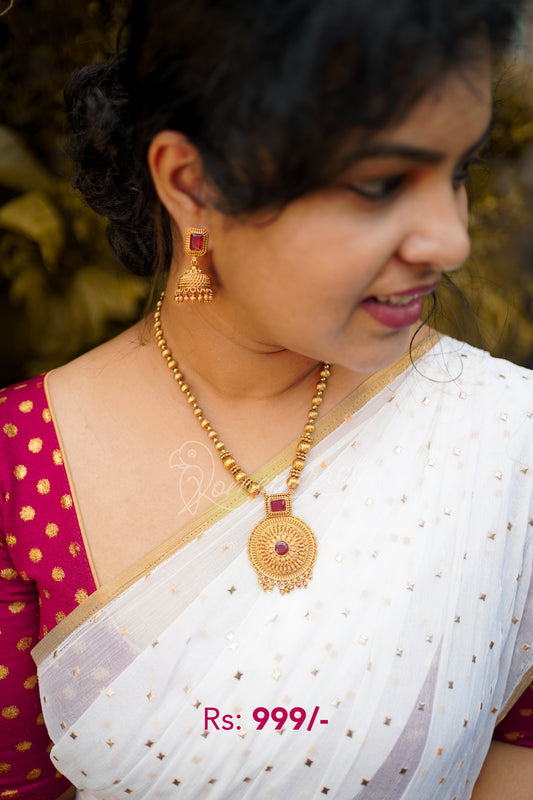 Antique necklace set with jhumka earring
