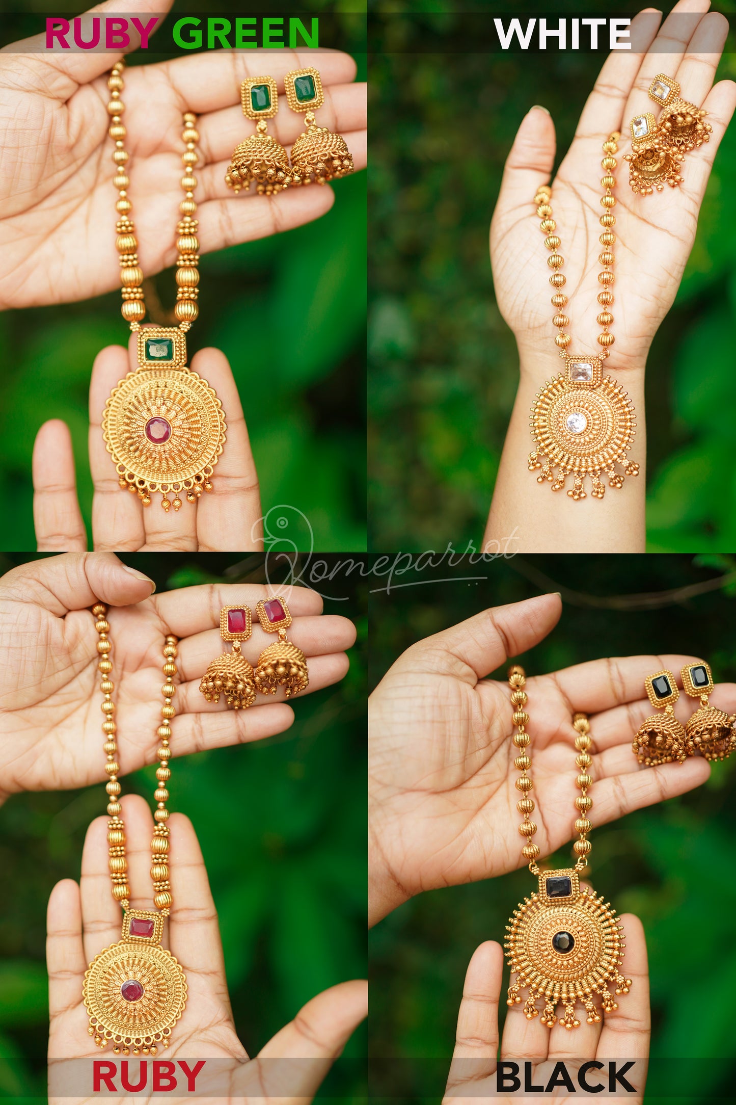 Antique necklace set with jhumka earring