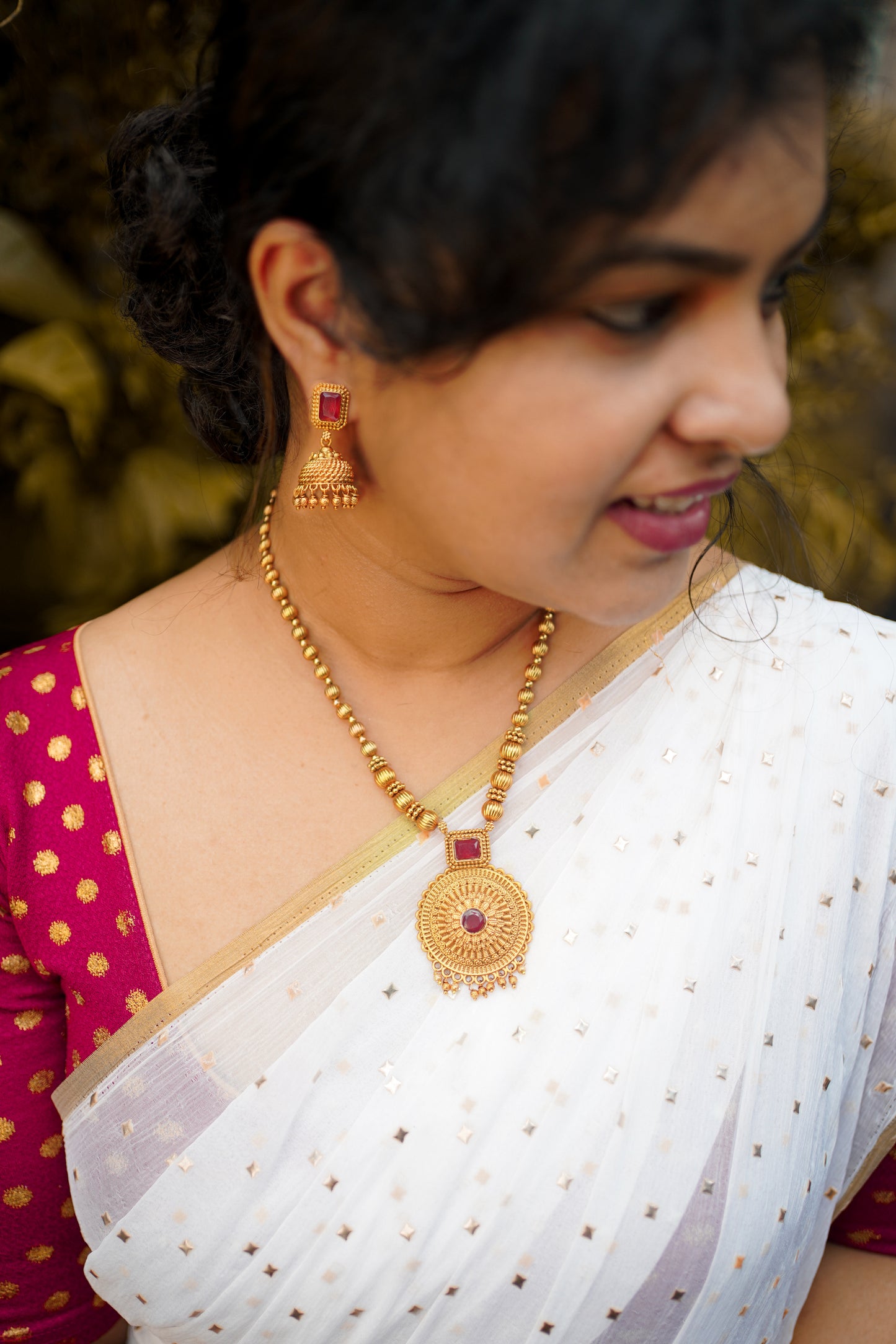 Antique necklace set with jhumka earring