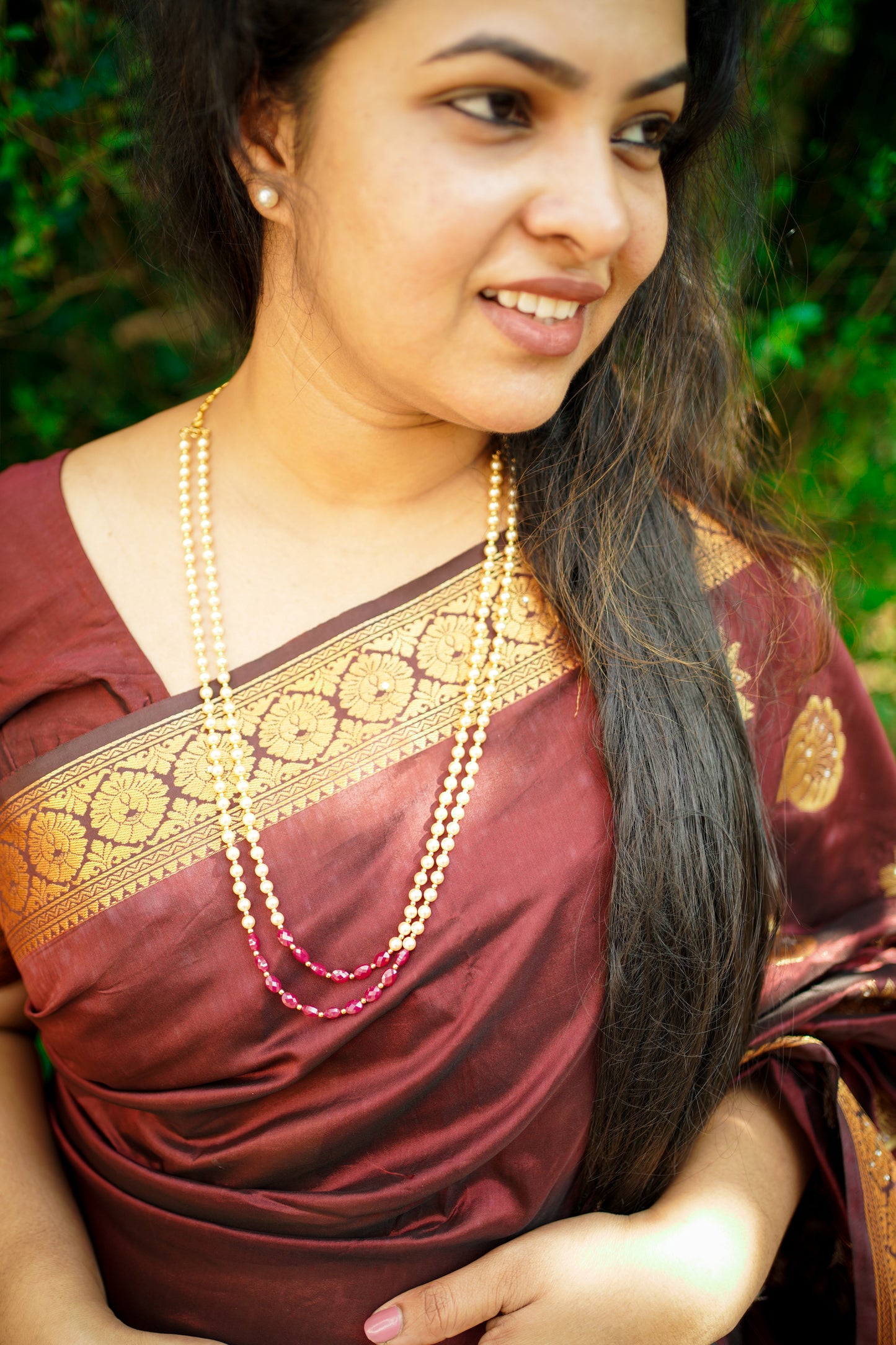 Double Layer Pearl Long Necklace