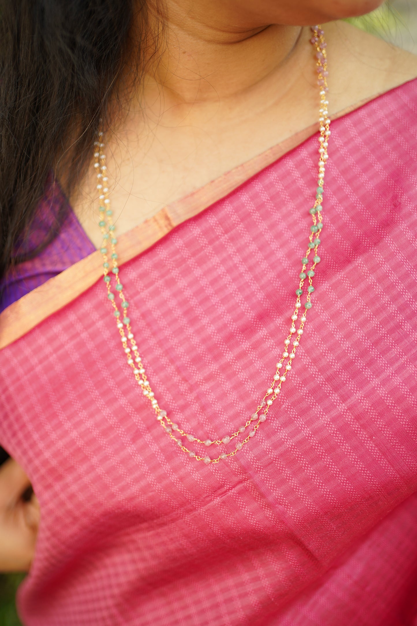 Double Layer Multi Color Pearl Necklace