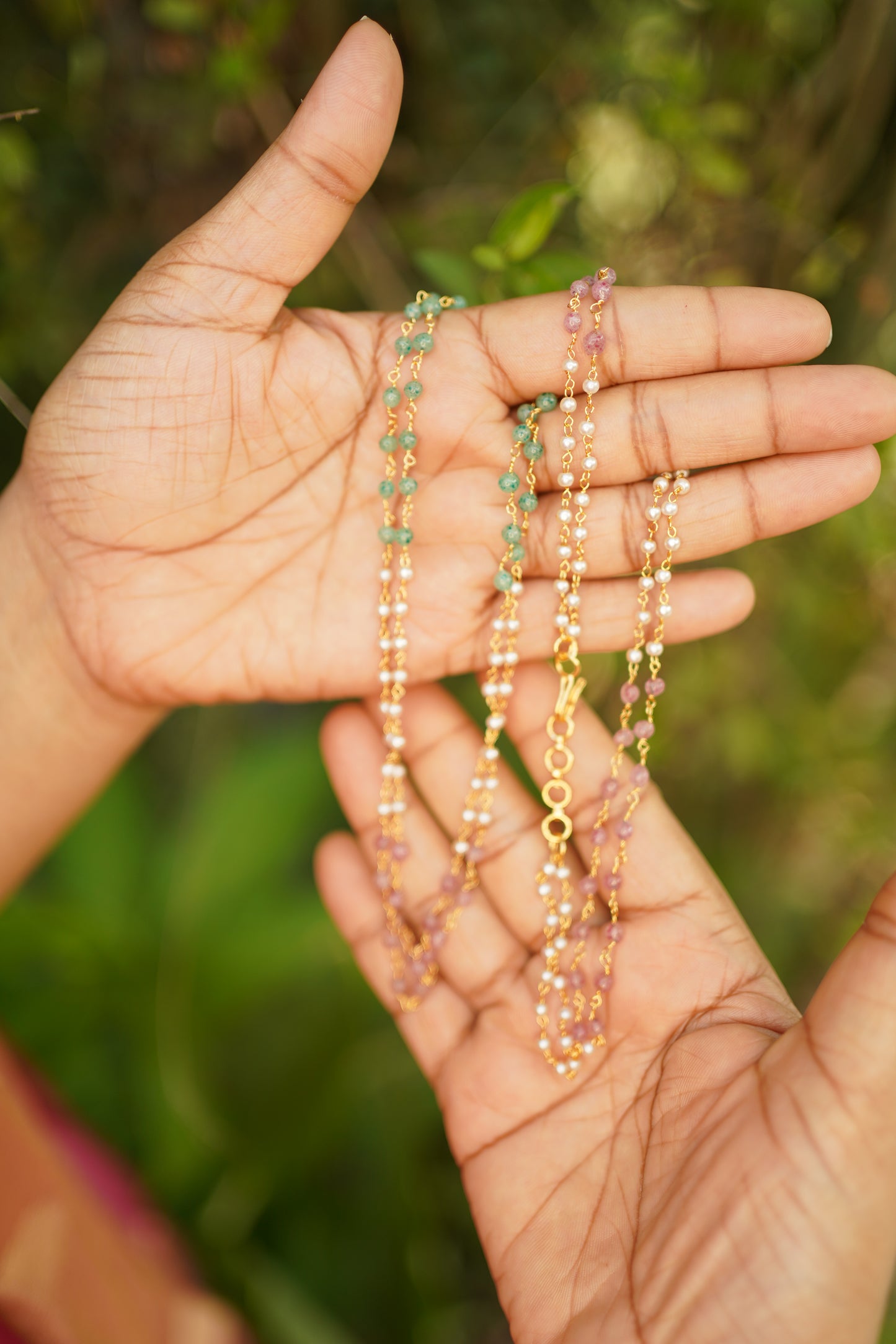 Double Layer Multi Color Pearl Necklace