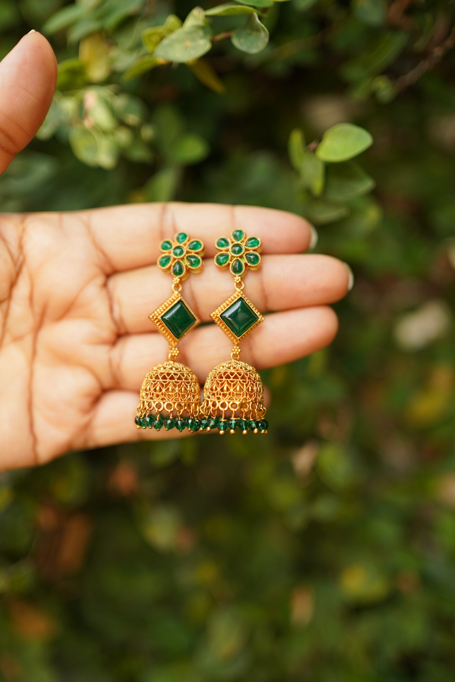 Long Floral Jhumka -E1
