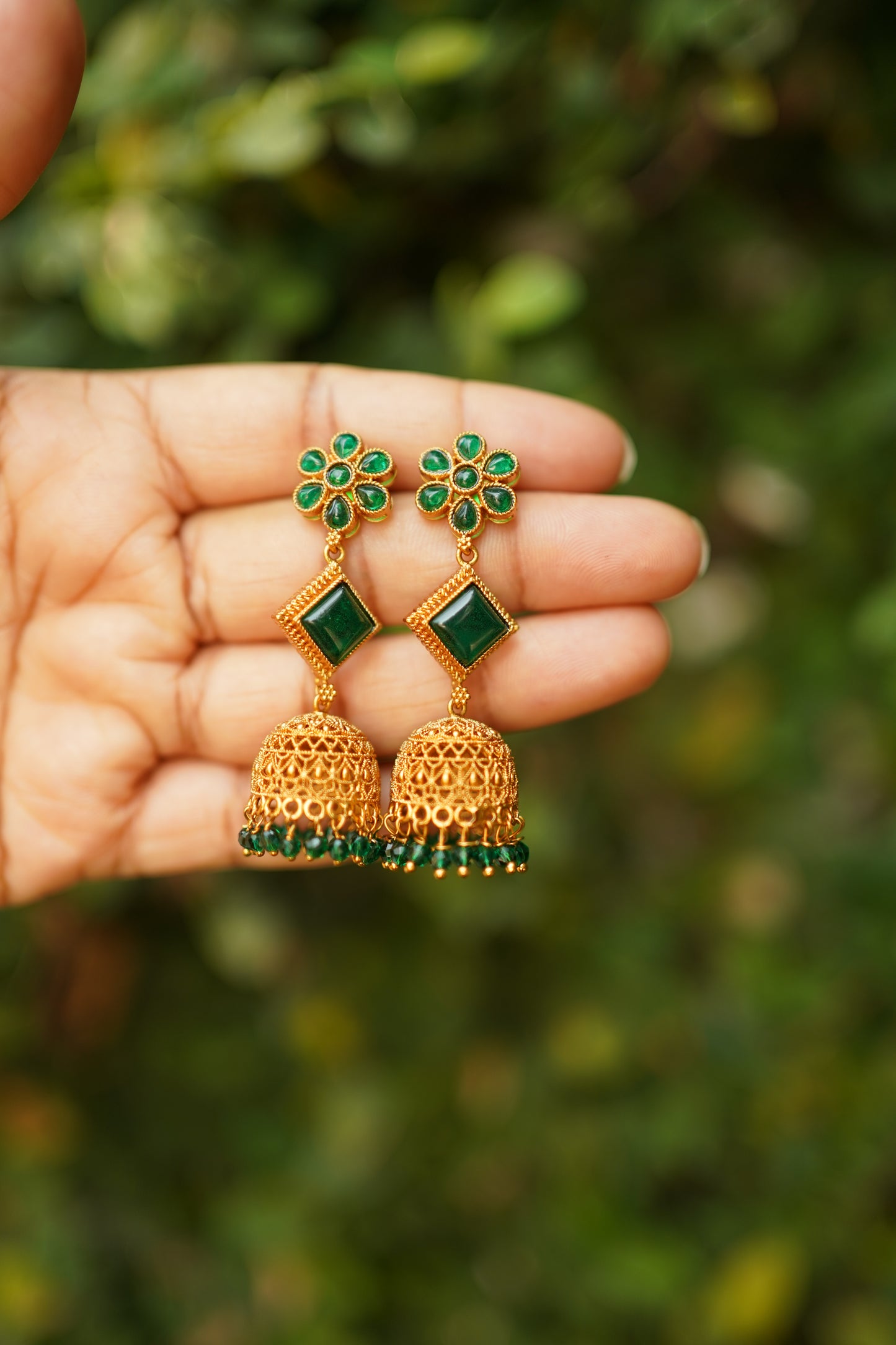 Long Floral Jhumka -E1