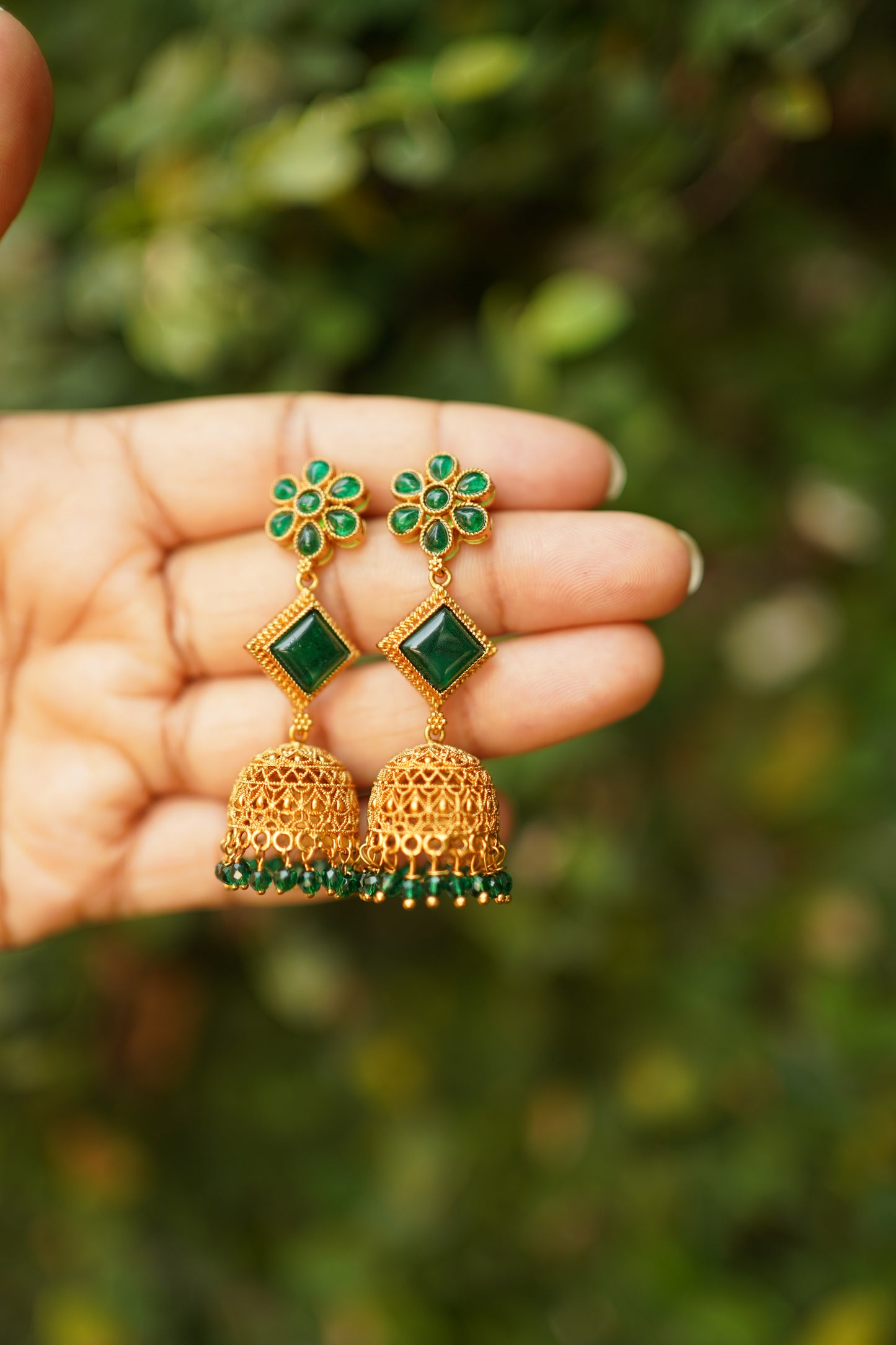 Long Floral Jhumka -E1