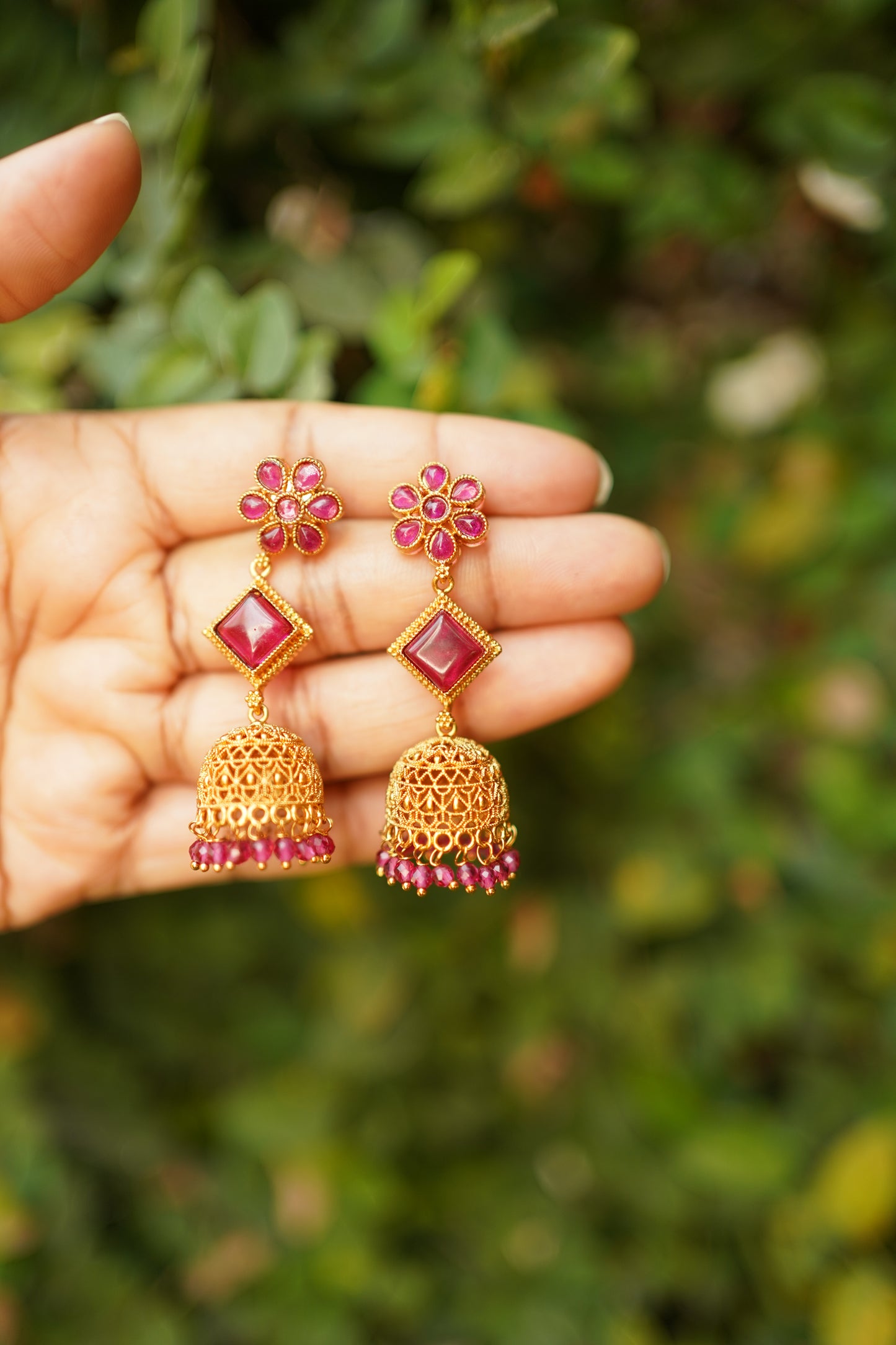 Long Floral Jhumka -E1