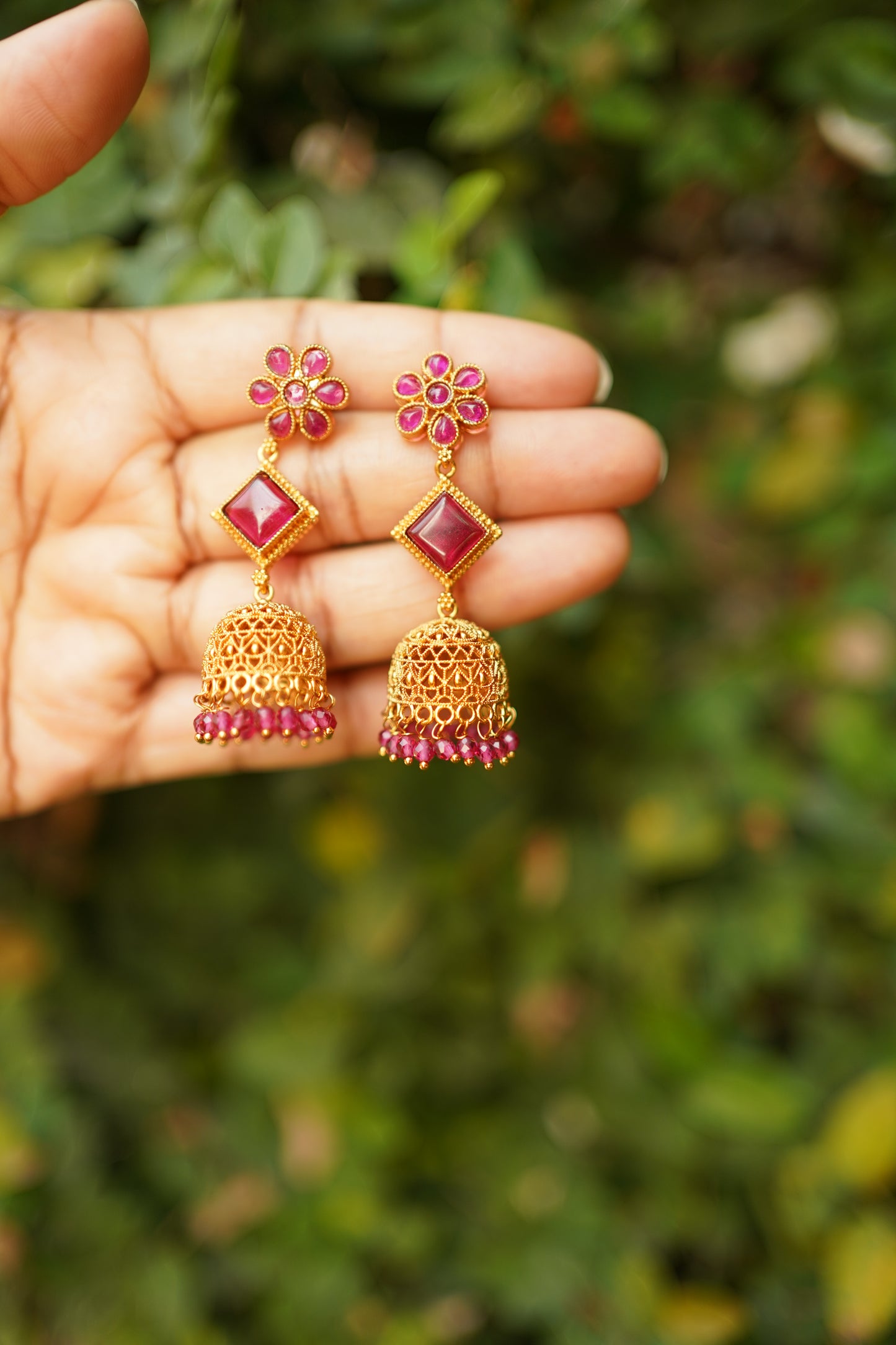 Long Floral Jhumka -E1