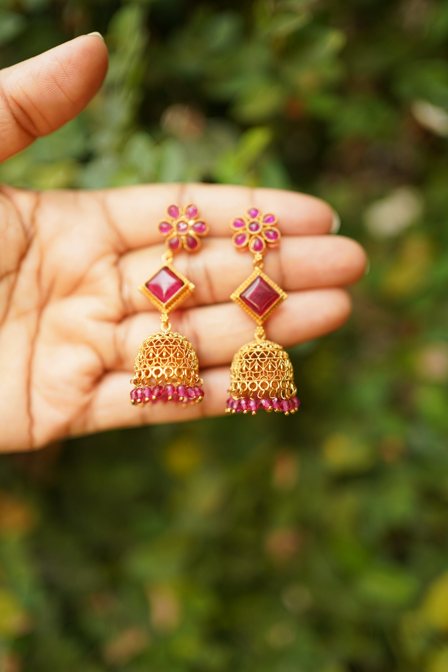 Long Floral Jhumka -E1