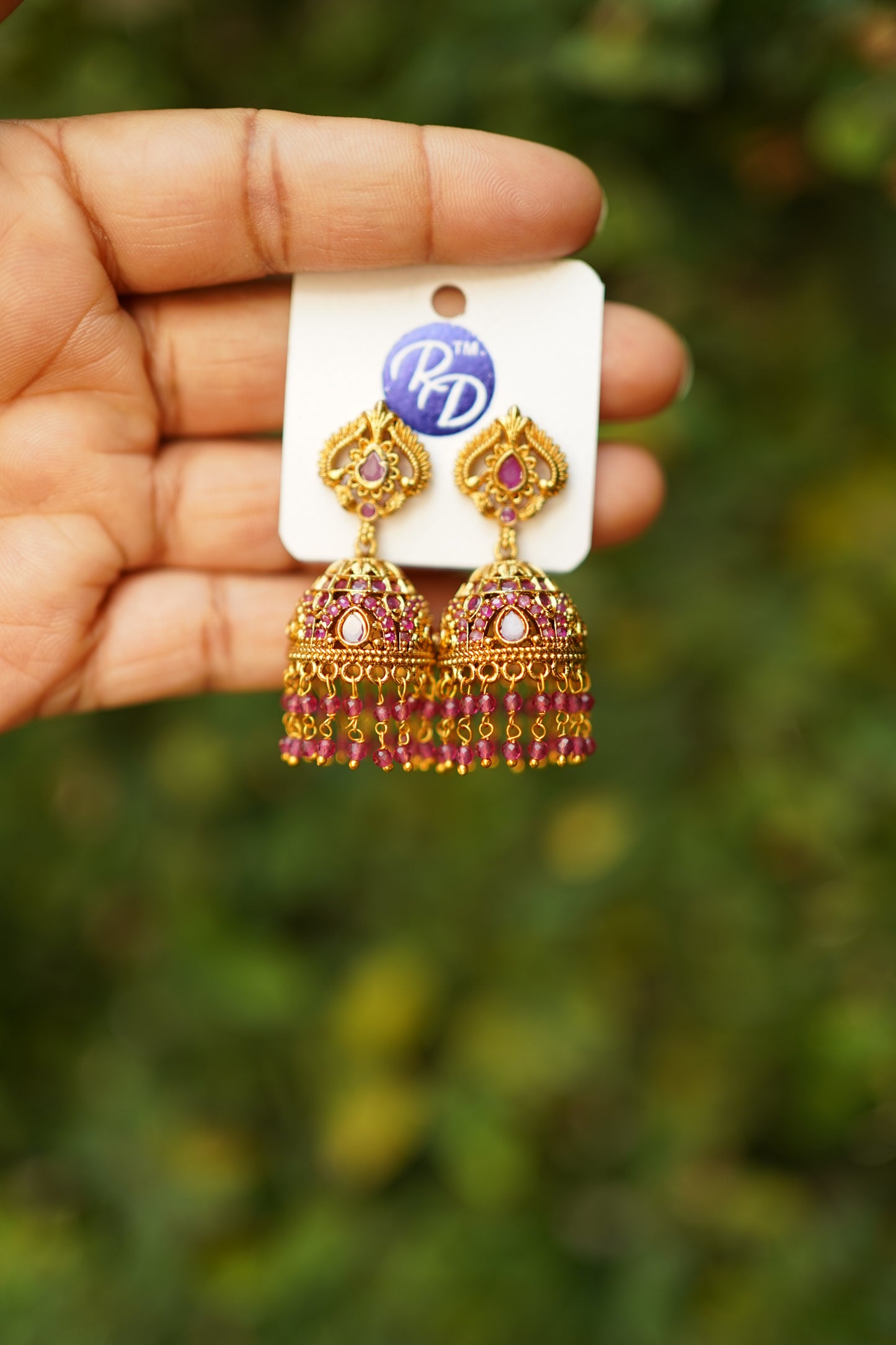 Ruby Antique Jhumka -E1