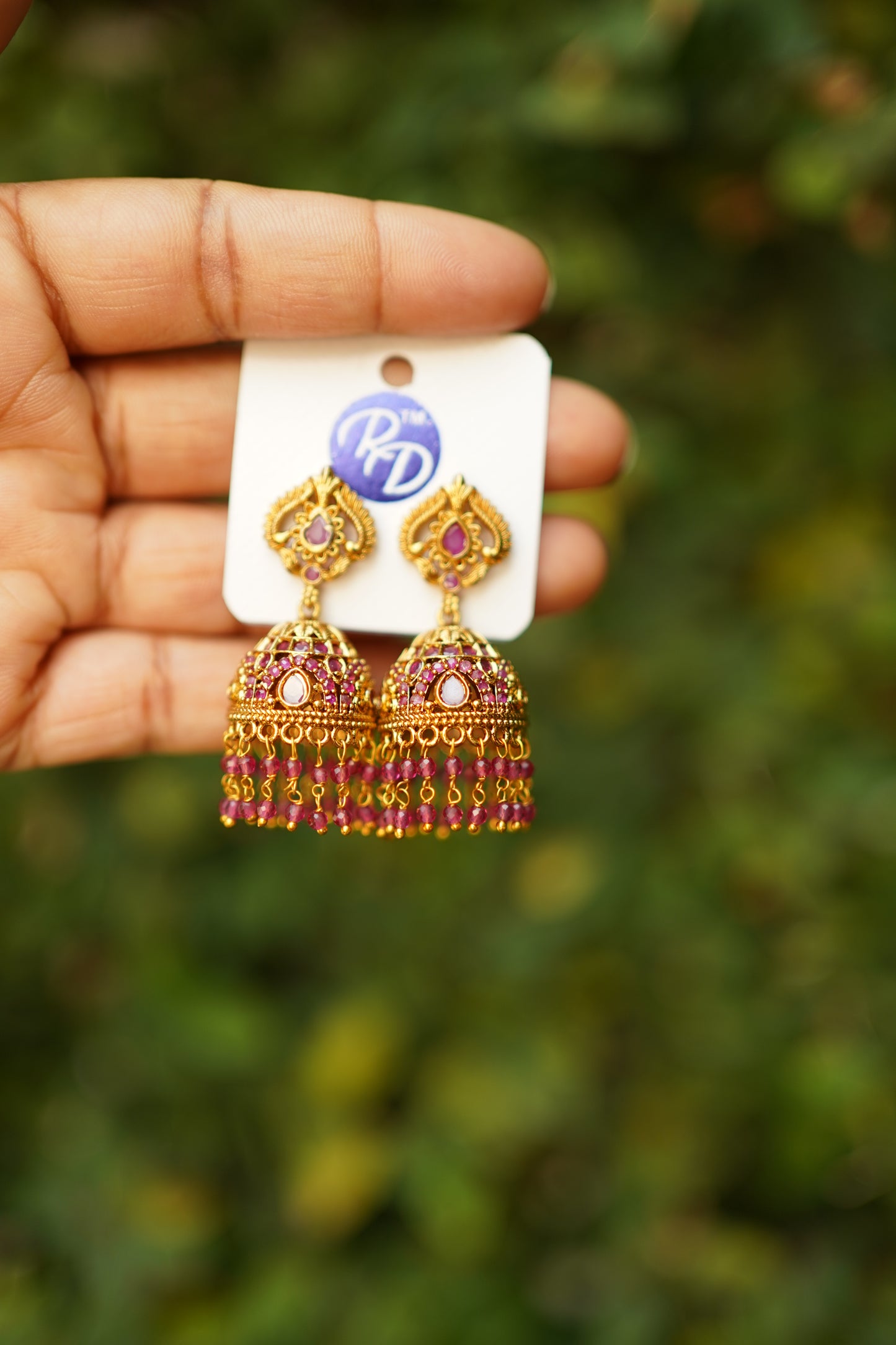 Ruby Antique Jhumka -E1