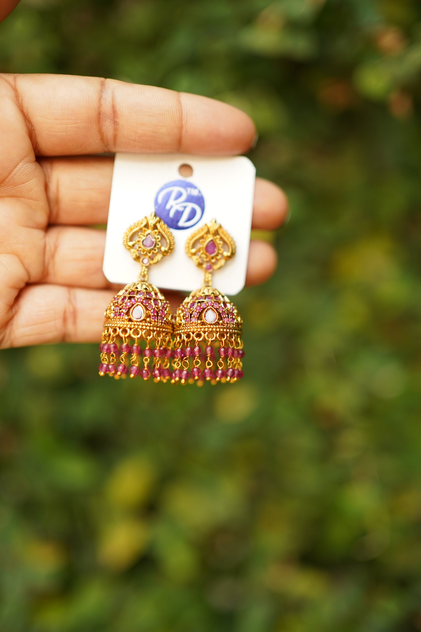 Ruby Antique Jhumka -E1