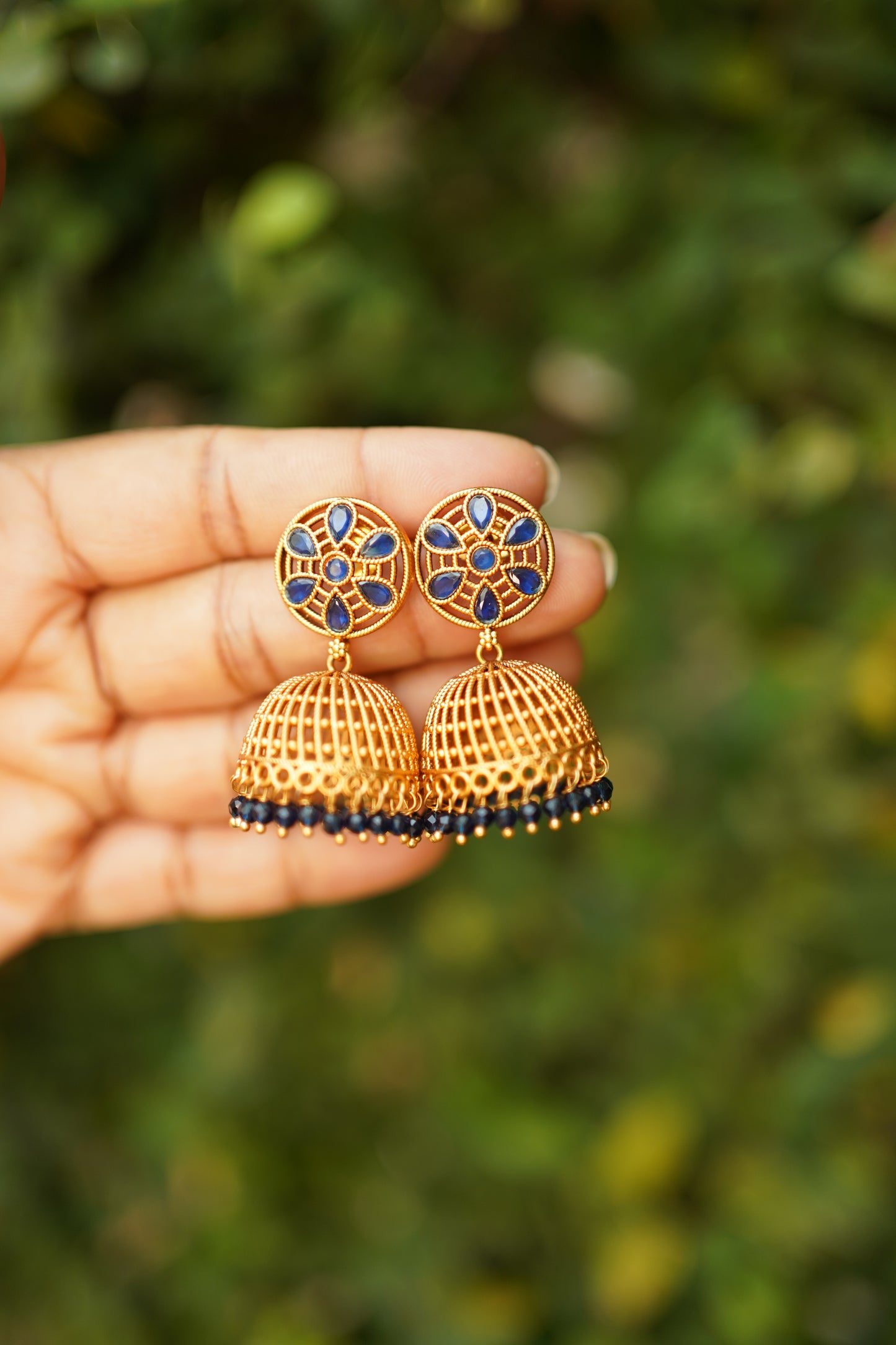 Navy Blue Jhumka -E1