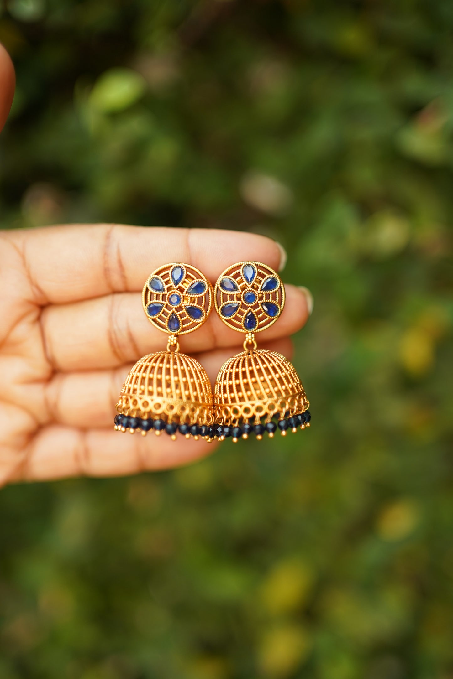 Navy Blue Jhumka -E1