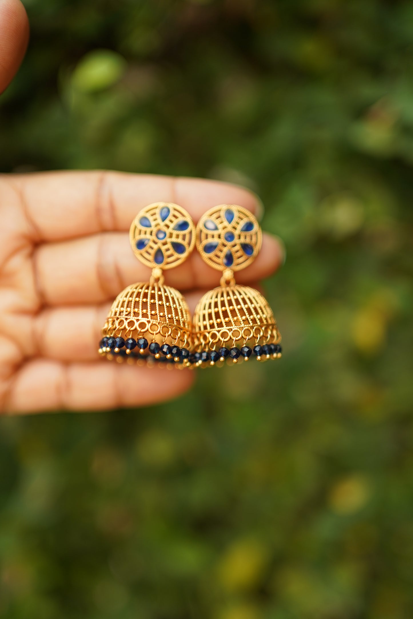 Navy Blue Jhumka -E1