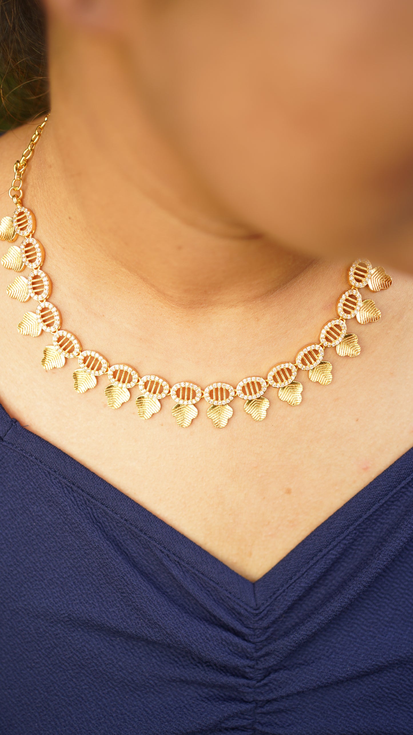 Gold Plated short necklace without earring