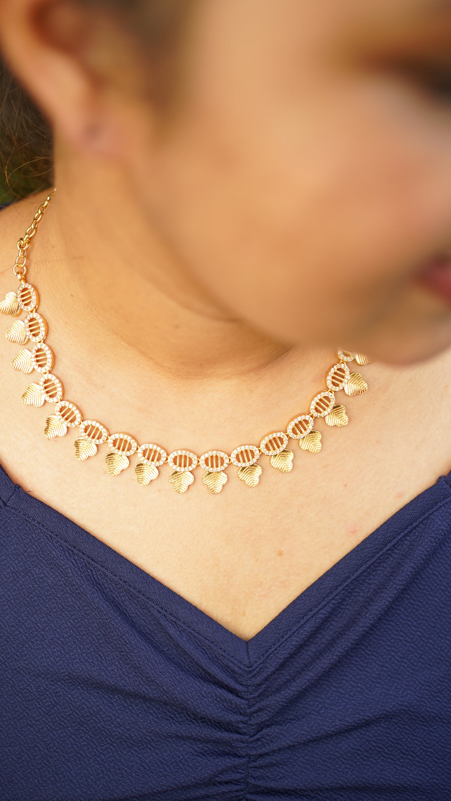 Gold Plated short necklace without earring
