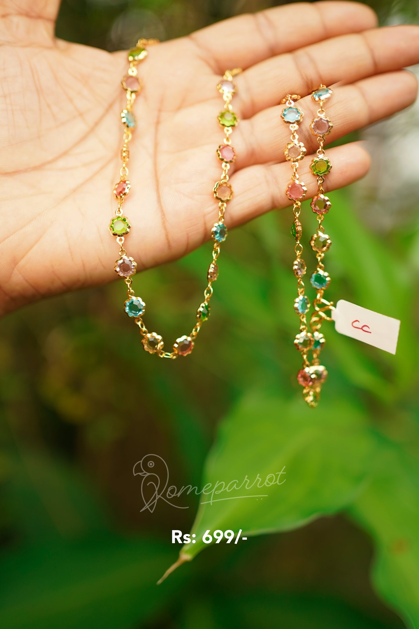 Simple Gold Plated Multicolor Long Chain