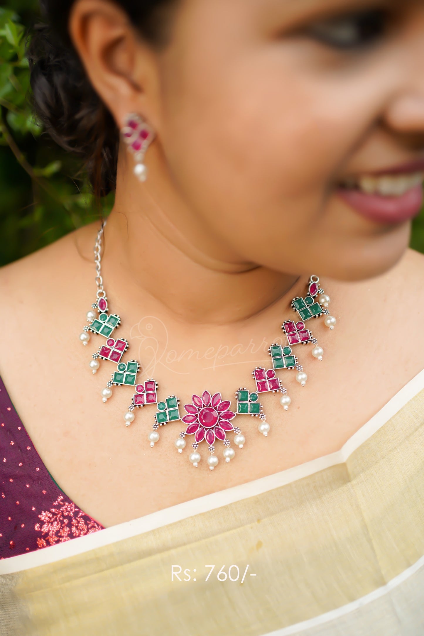 Oxidized Multi-Color Necklace