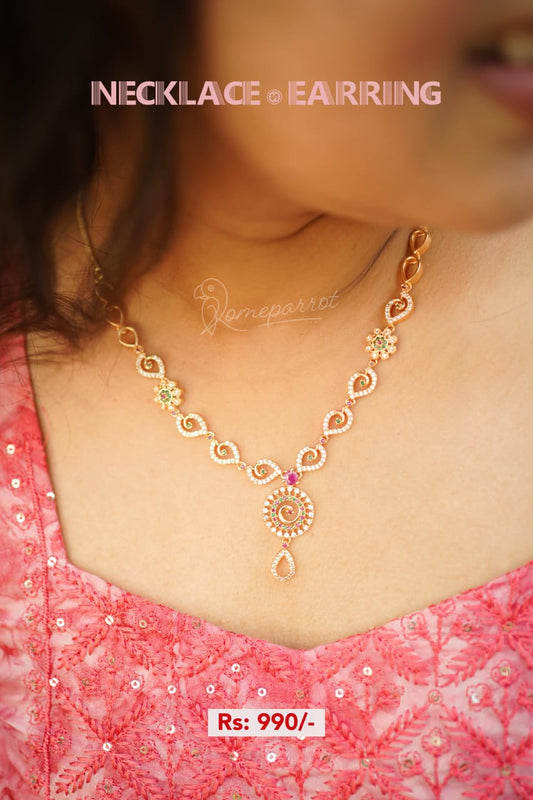 Simple multi colour stone necklace- RM36