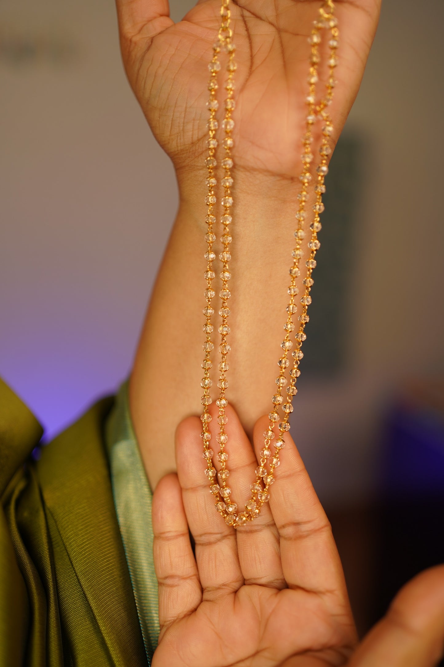 Double layer transparent beaded chain