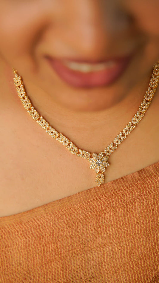 Plated White stone short necklace