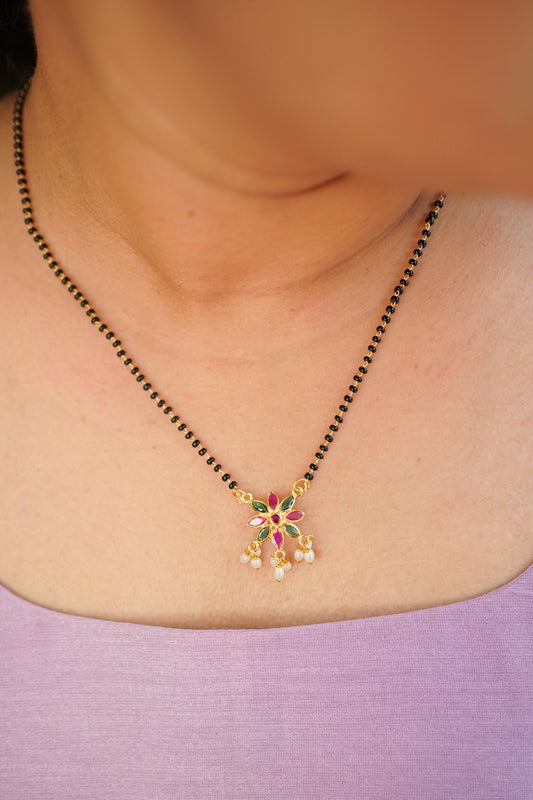 Short Mangalsutra with Floral locket