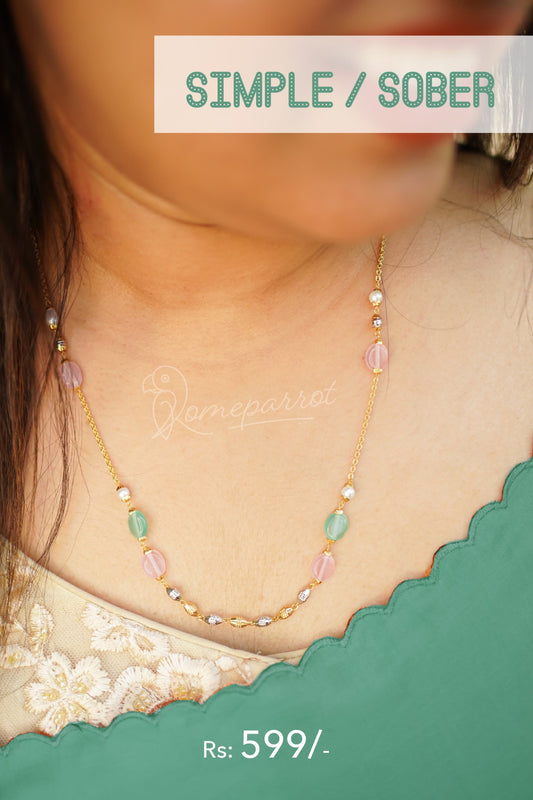 Multi-colour long Beaded simple chain