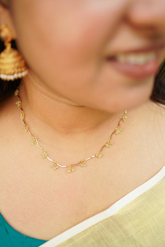 Simple Gold Plated Pastel Green hanging chain