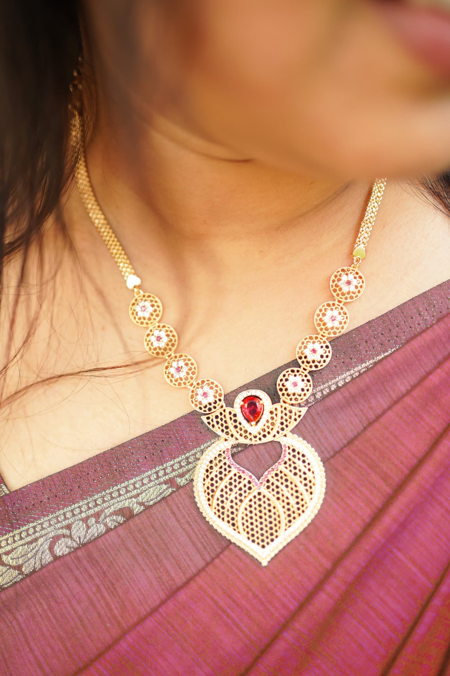 Heart shape gold plated necklace