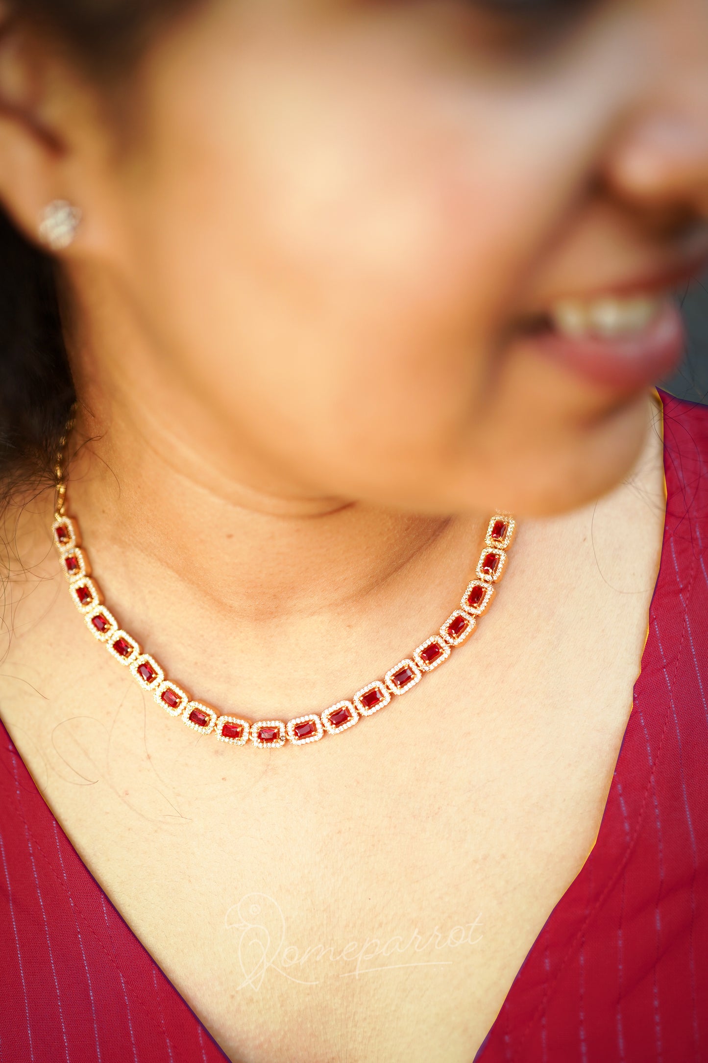Gold Plated Red AD Necklace