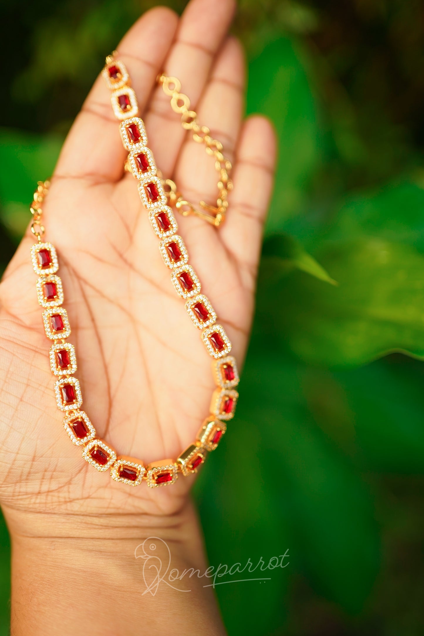 Gold Plated Red AD Necklace