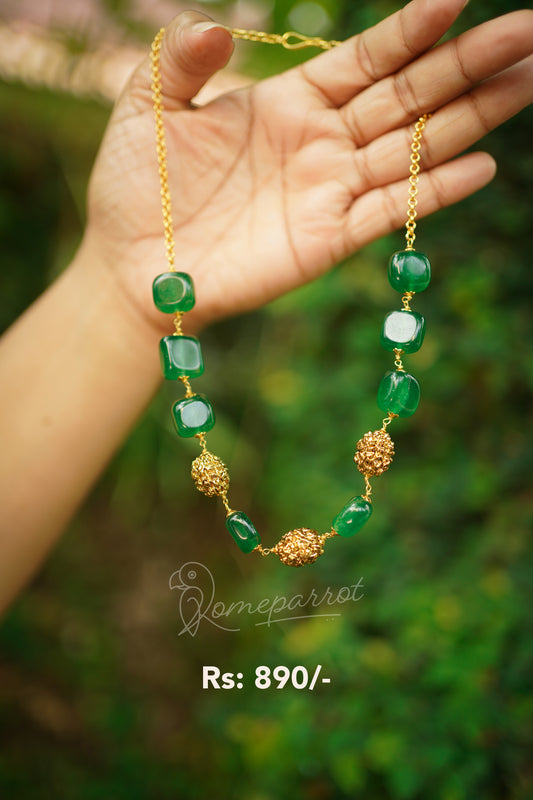 Green Bead stone neckalce
