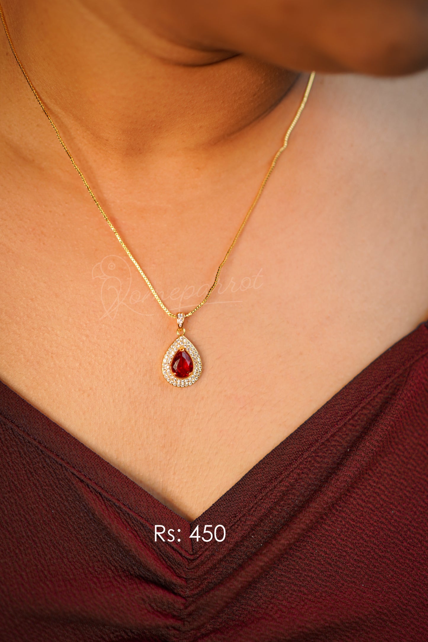 Plated Short Pendent with Chain