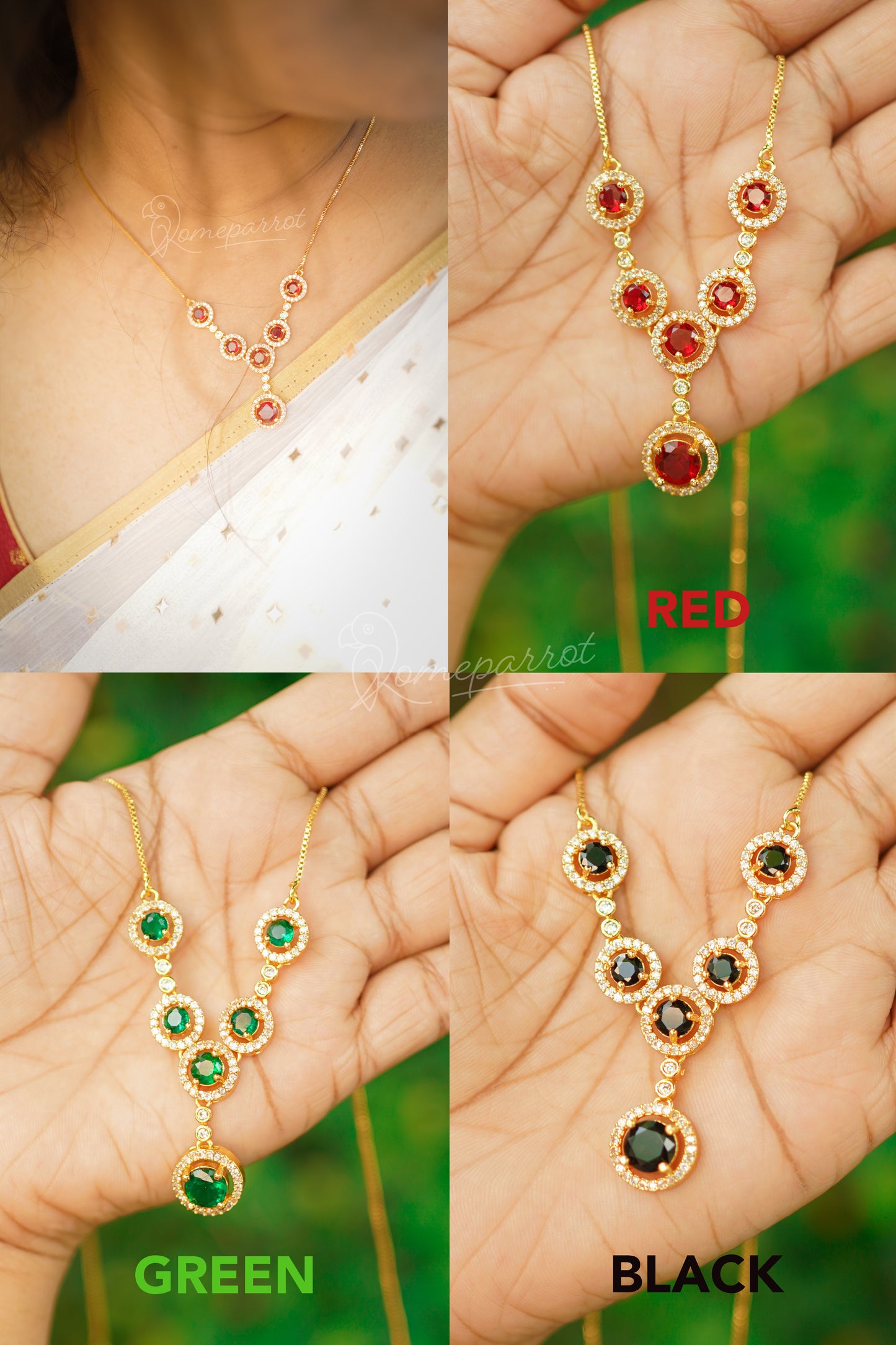 Stylish Short AD Stone Gold Plated Necklace
