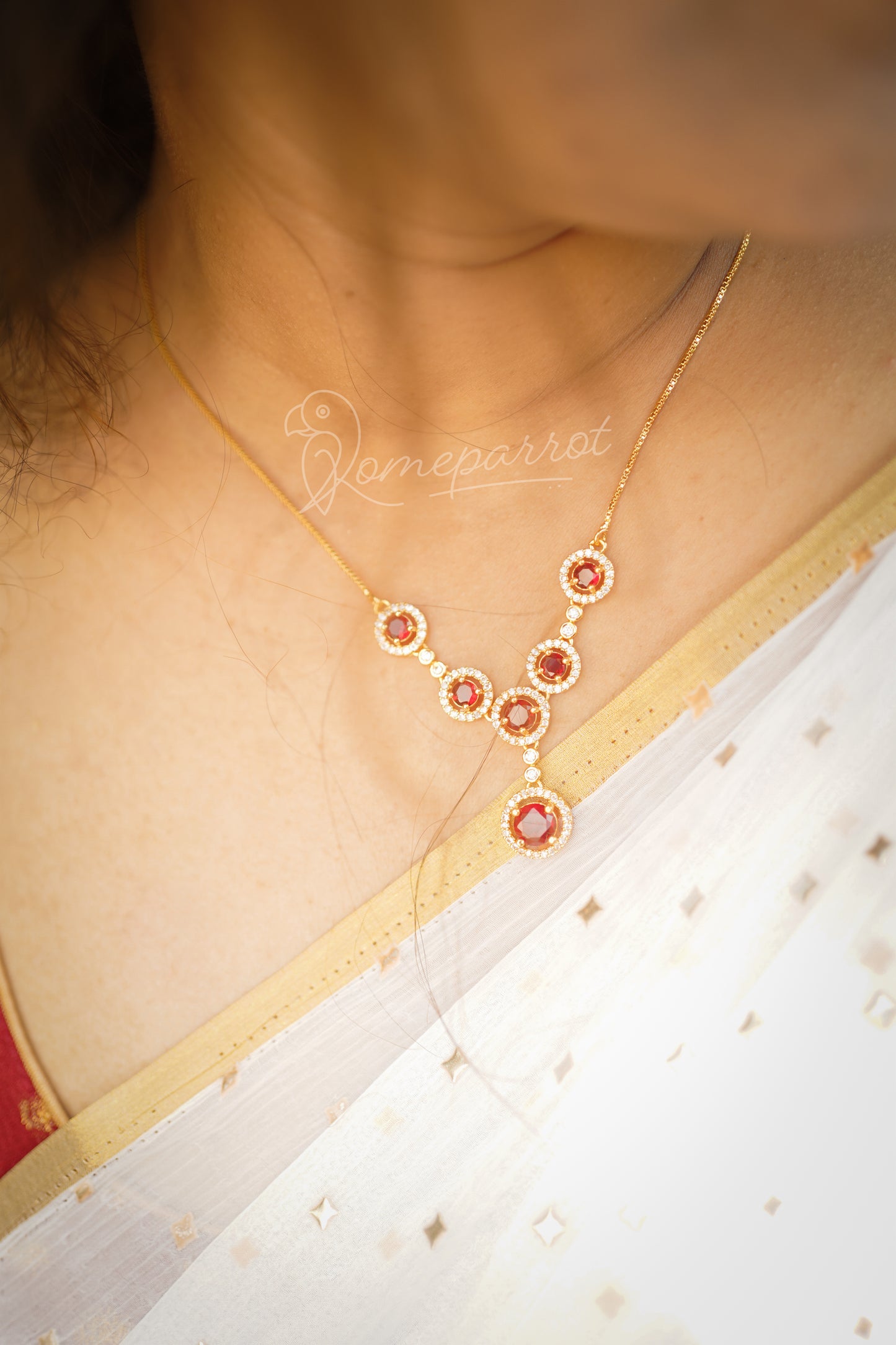 Stylish Short AD Stone Gold Plated Necklace