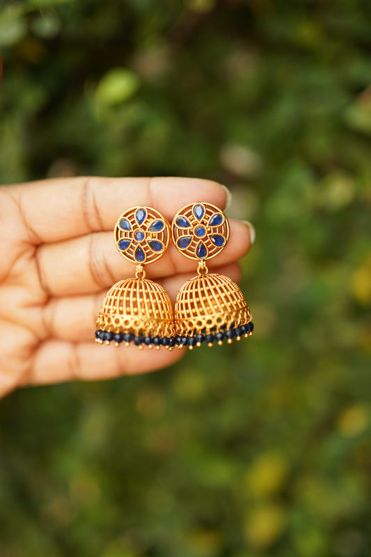 Navy Blue Jhumka -E1
