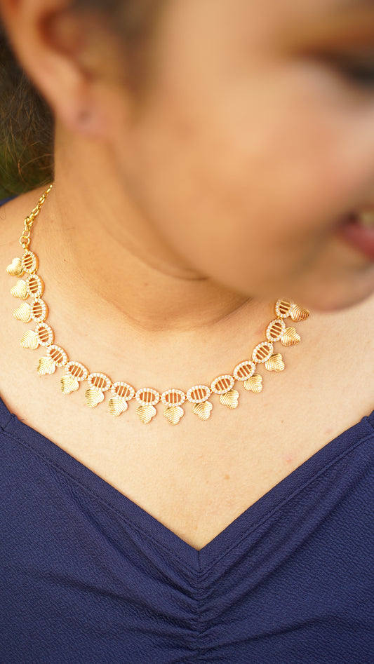Gold Plated short necklace without earring