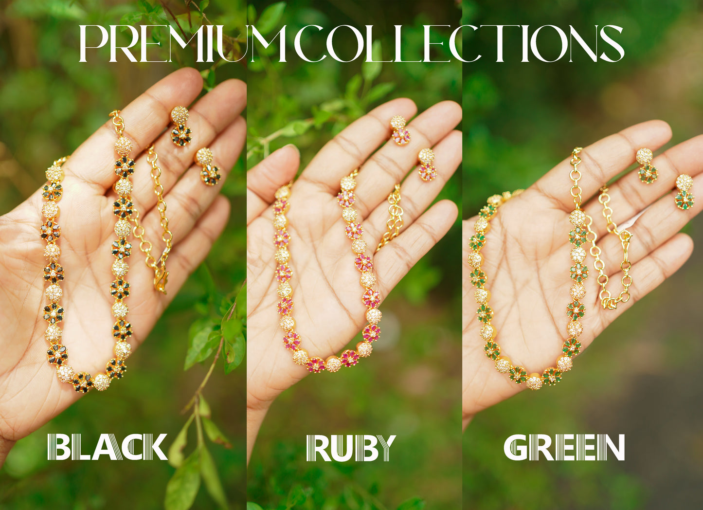 Floral Gold Plated Necklace Set