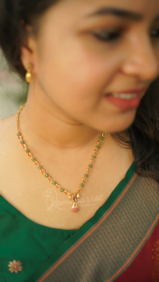 Simple Green Gold Plated Necklace